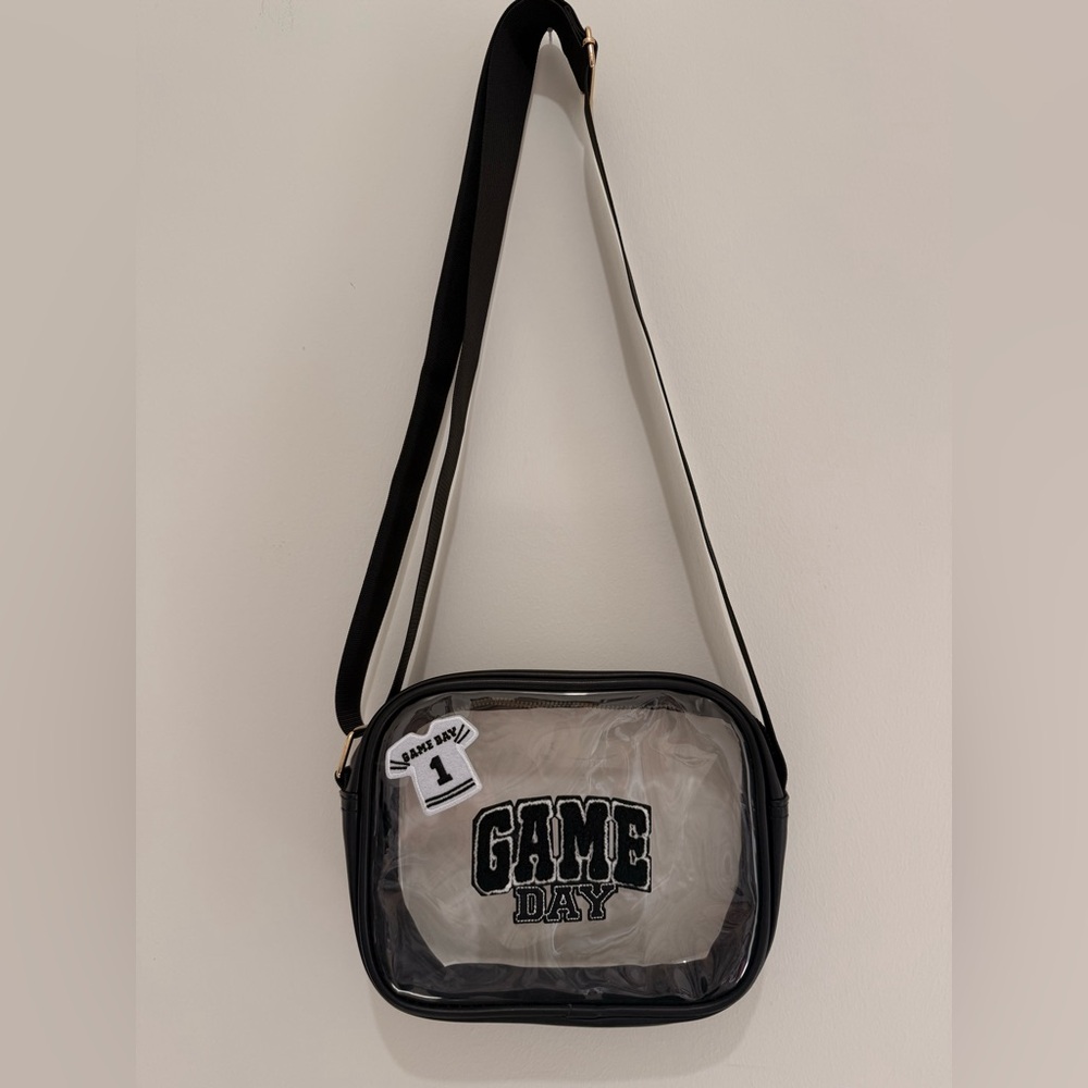Clear Game Day Crossbody Bag with Black and Gold Trim